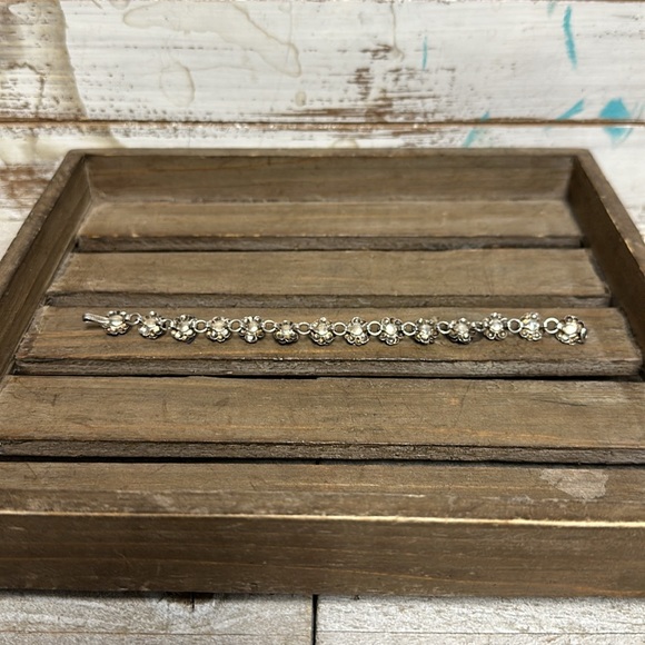 12 DOC🎄 Taxco turquoise blue gemstone flower design sterling silver 925 bracelet - Picture 4 of 6